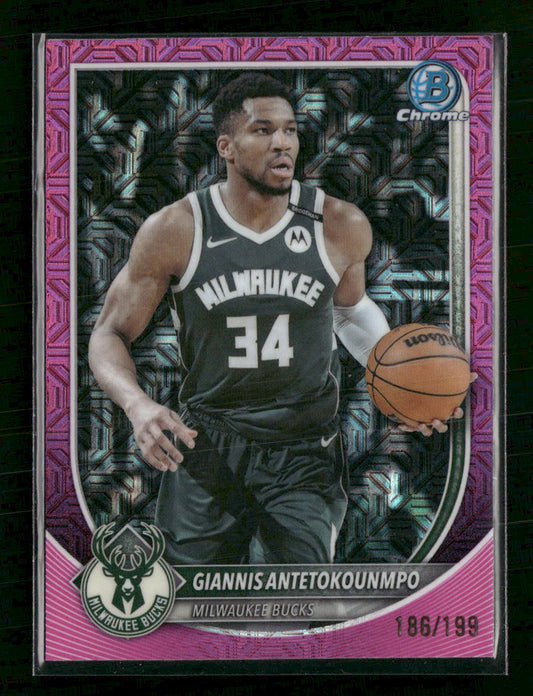 2025-26 Bowman Chrome Pink Mojo Refractors Giannis Antetokounmpo #/199 #BCV-80