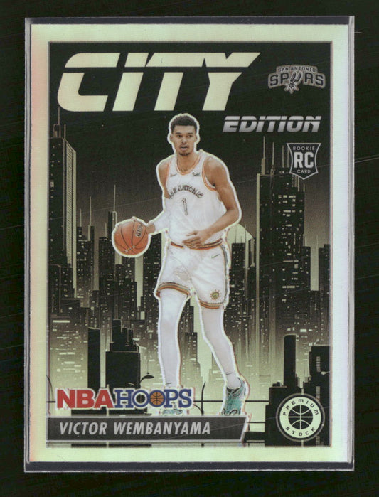 2023-24 Hoops Premium Stock City Edition Silver Prizm Victor Wembanyama #25