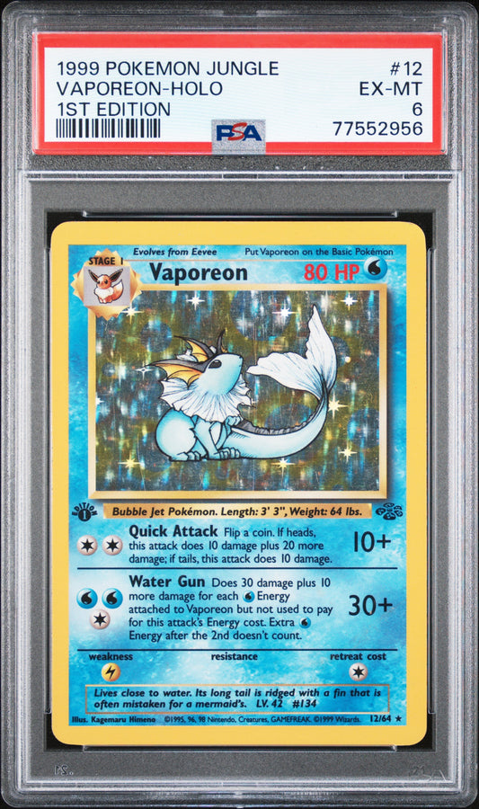 1999 Pokemon Jungle 1st Edition Vaporeon-Holo 6 PSA #12