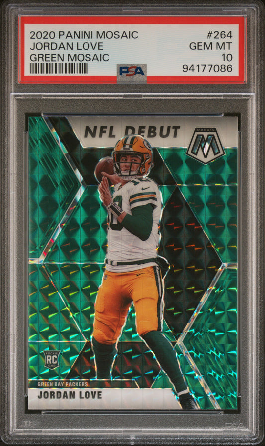 2020 Panini Mosaic Green Mosaic Jordan Love 10 PSA #264