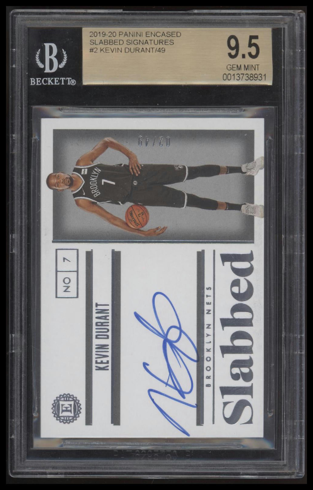 2019-20 Panini Encased Slabbed Signatures Kevin Durant/49 9.5 BGS #2