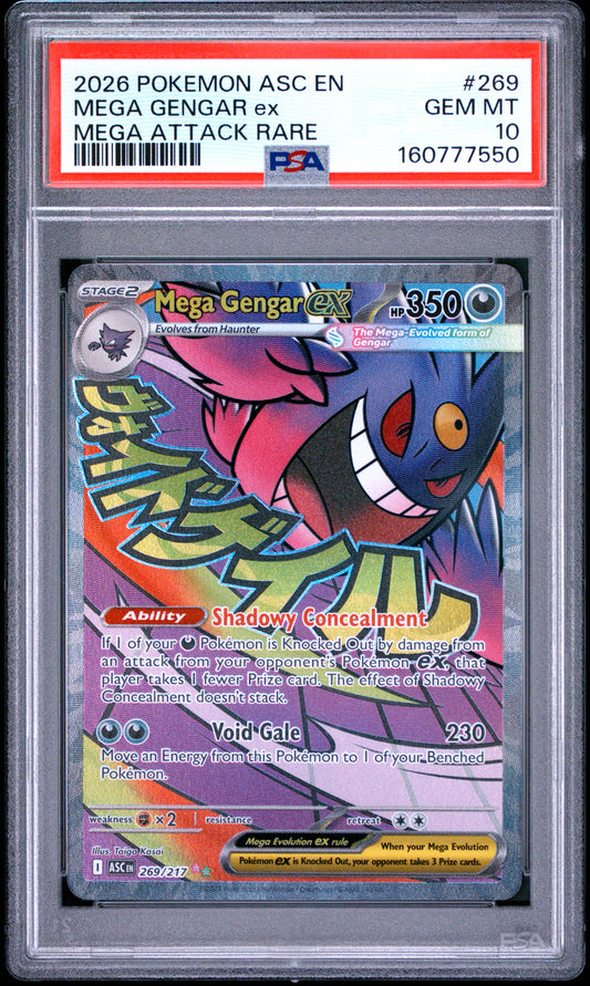 2026 Pokemon Asc En-Ascended Heroes Mega Attack Rare Mega Gengar Ex 10 PSA #269