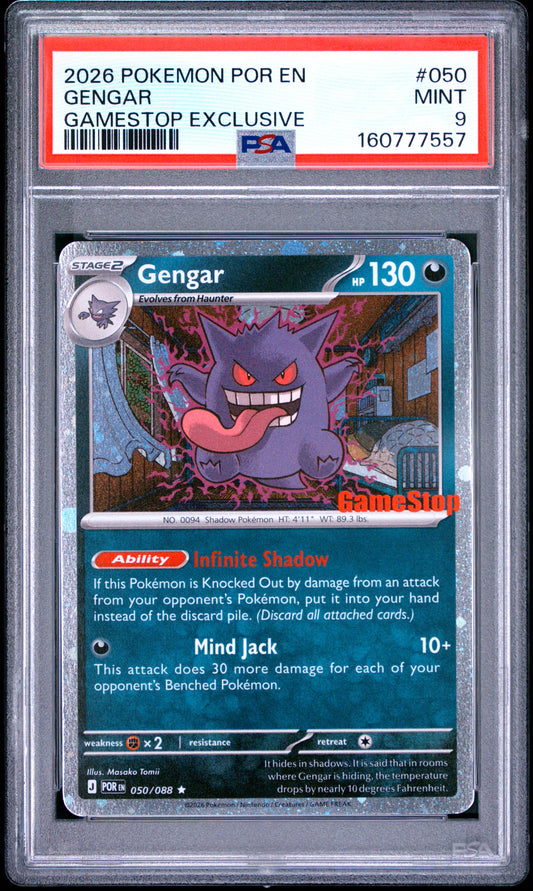 2026 Pokemon Por En-Perfect Order Gamestop Exclusive Gengar 9 PSA #050
