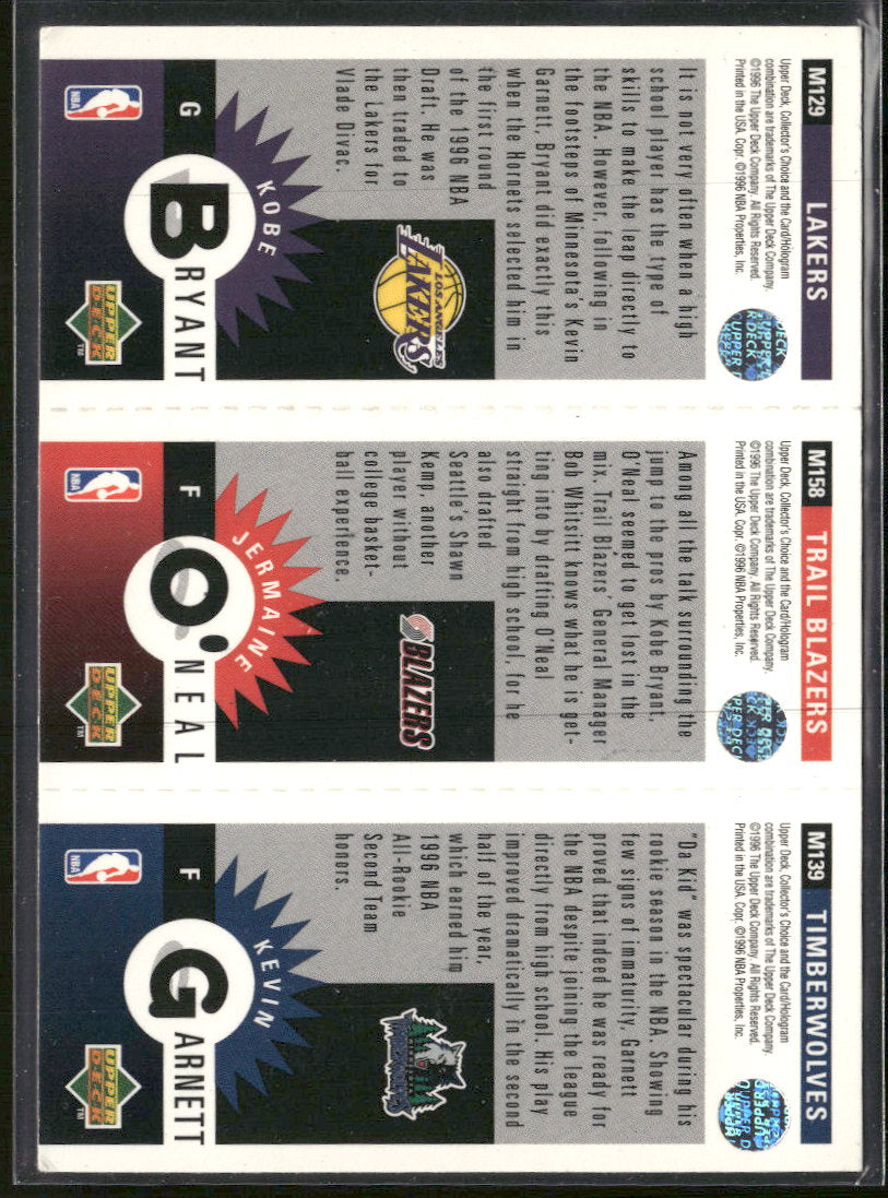 1996-97 Collector's Choice Mini-Cards Panels K Garnett / J O'Neal / K Bryant