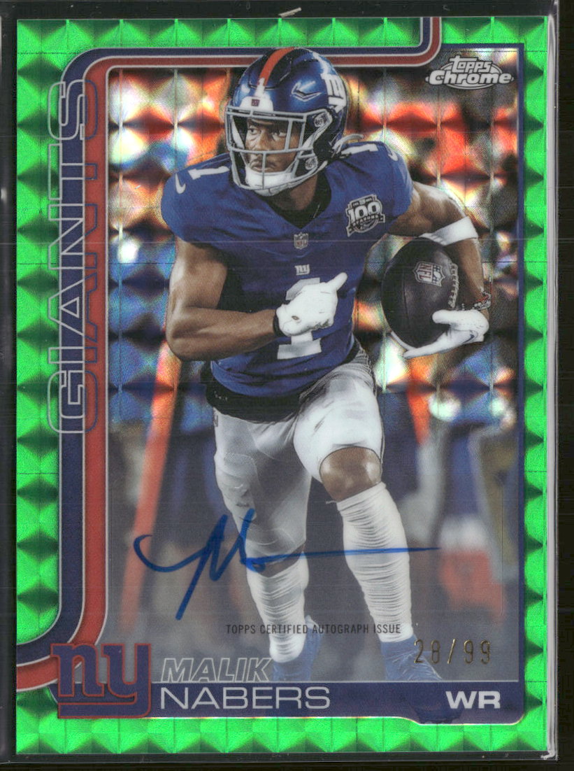 2025 Topps Chrome Auto Green Geometric Refractor Malik Nabers #/99 #BA-MN