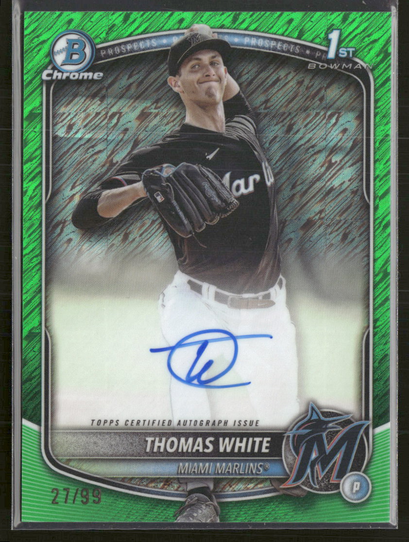 2025 Bowman Chrome Prospect Auto Green Shimmer #/99 Thomas White #CPA-TW