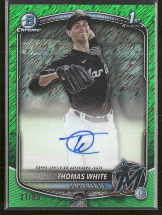 2025 Bowman Chrome Prospect Auto Green Shimmer #/99 Thomas White #CPA-TW