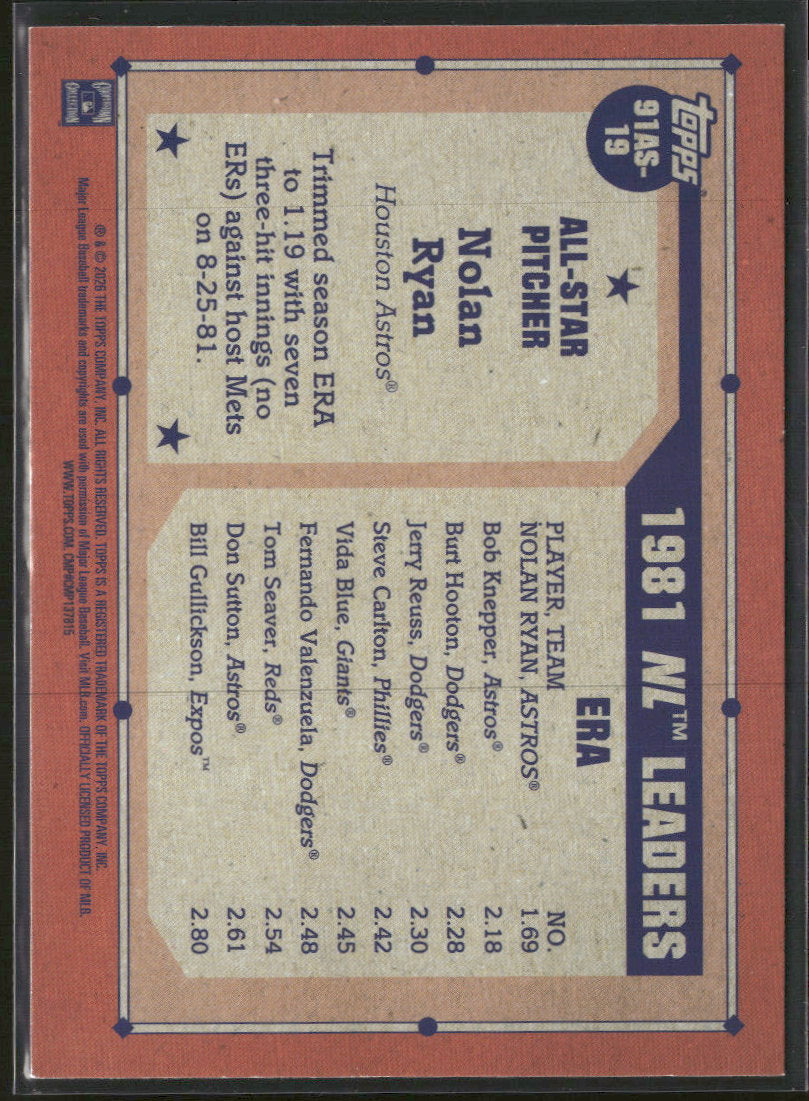 2026 Topps 1991 Baseball All-Stars Pink  Nolan Ryan #91AS-19