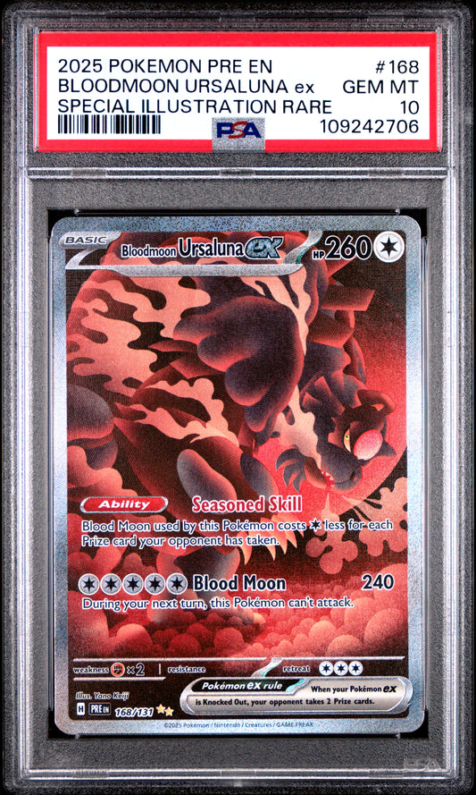 2025 Pokemon PRE Special Illustration Bloodmoon Ursaluna Ex 10 PSA #168