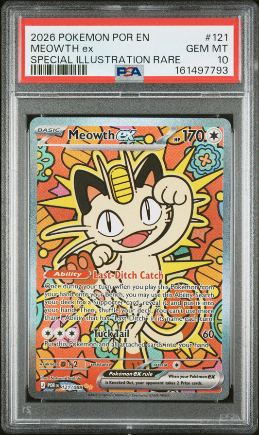 2026 Pokemon Perfect Order Special Illustration Rare Meowth Ex 10 PSA #121