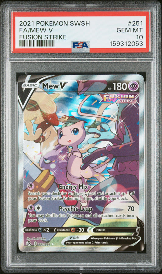 2021 Pokemon Sword & Shield Fusion Strike Fusion Strike Fa/Mew V 10 PSA #251