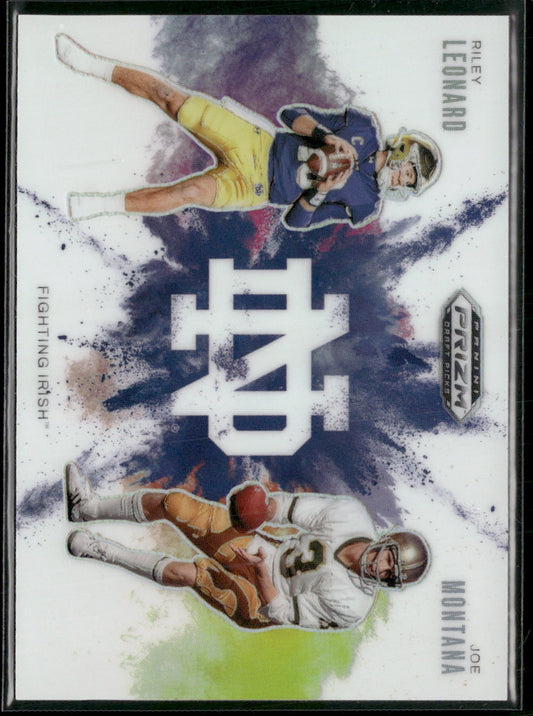 2025 Panini Prizm Draft Picks Color Blast Duals Joe Montana / Riley Leonard #11