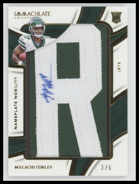 2024 Panini Immaculat Rookie Nameplate Nobility Malachi Corley #/6 Auto #RNN-MCY