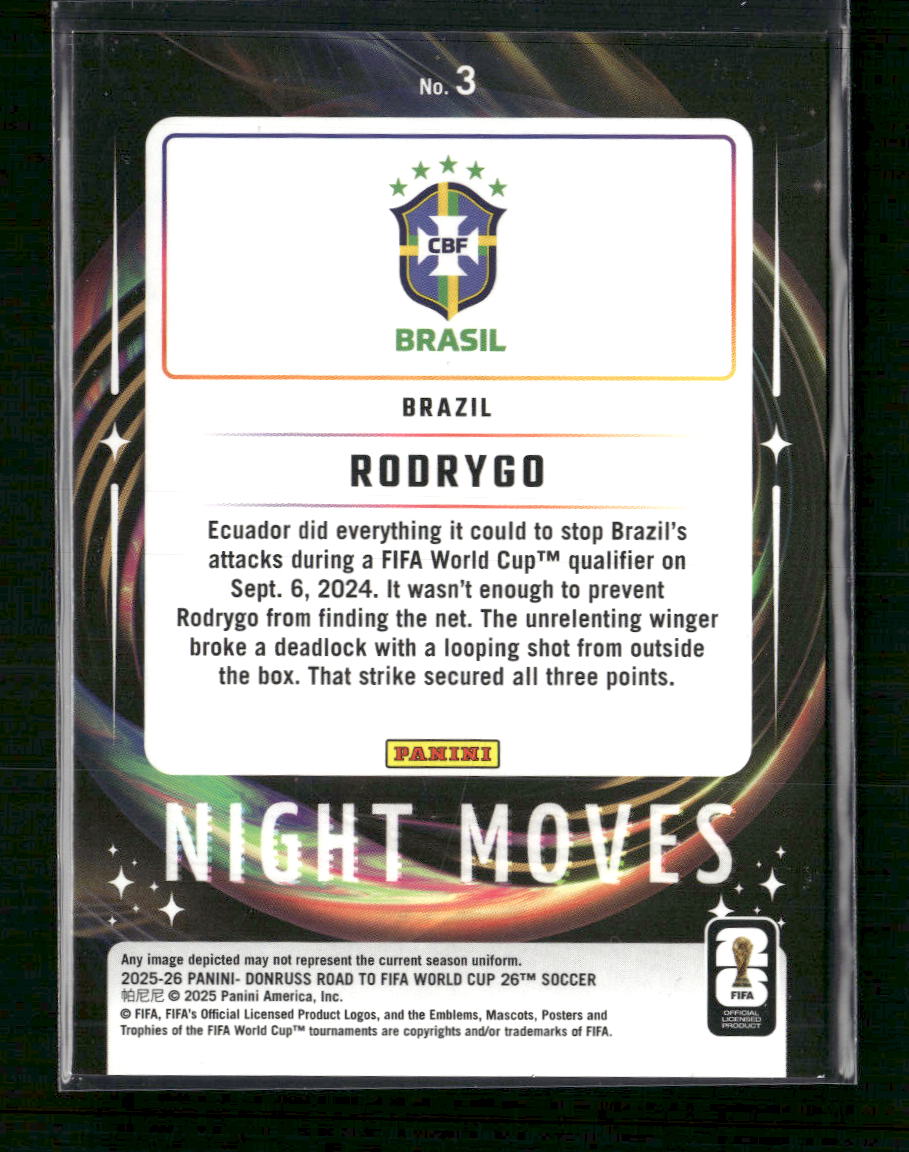 2025-26 Panini Donruss Road to FIFI World Cup 26 Rodrygo Night Moves #3
