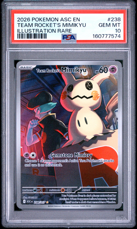 2026 Pokemon Ascended Heroes Illustration Rare Team Rocket'S Mimikyu 10 PSA #238