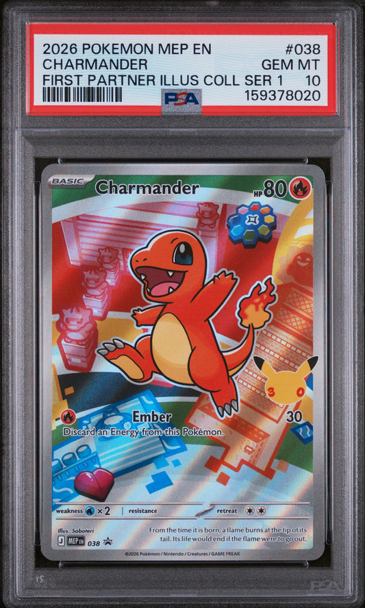 2026 Pokemon Mega Evolution Promo First Partner Series 1 Charmander 10 PSA #038