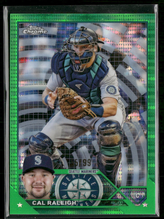 2023 Topps Chrome Green Sonar Refractors Cal Raleigh #/99 #141