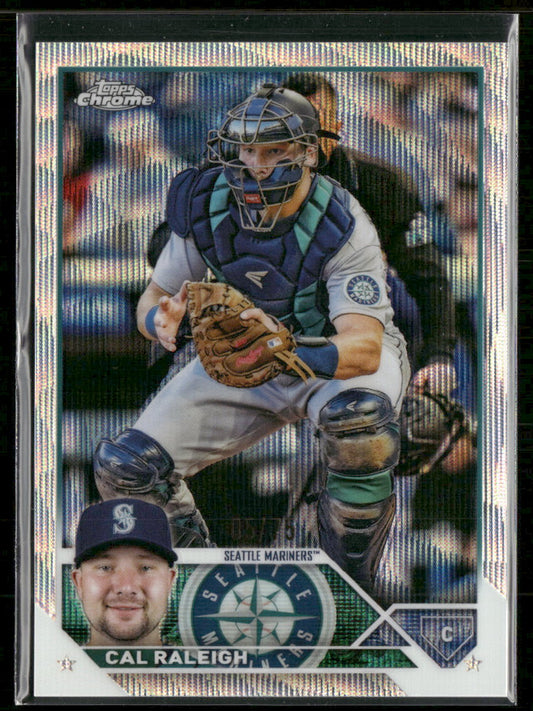2023 Topps Chrome Blue Wave Refractors #/75 Cal Raleigh #141