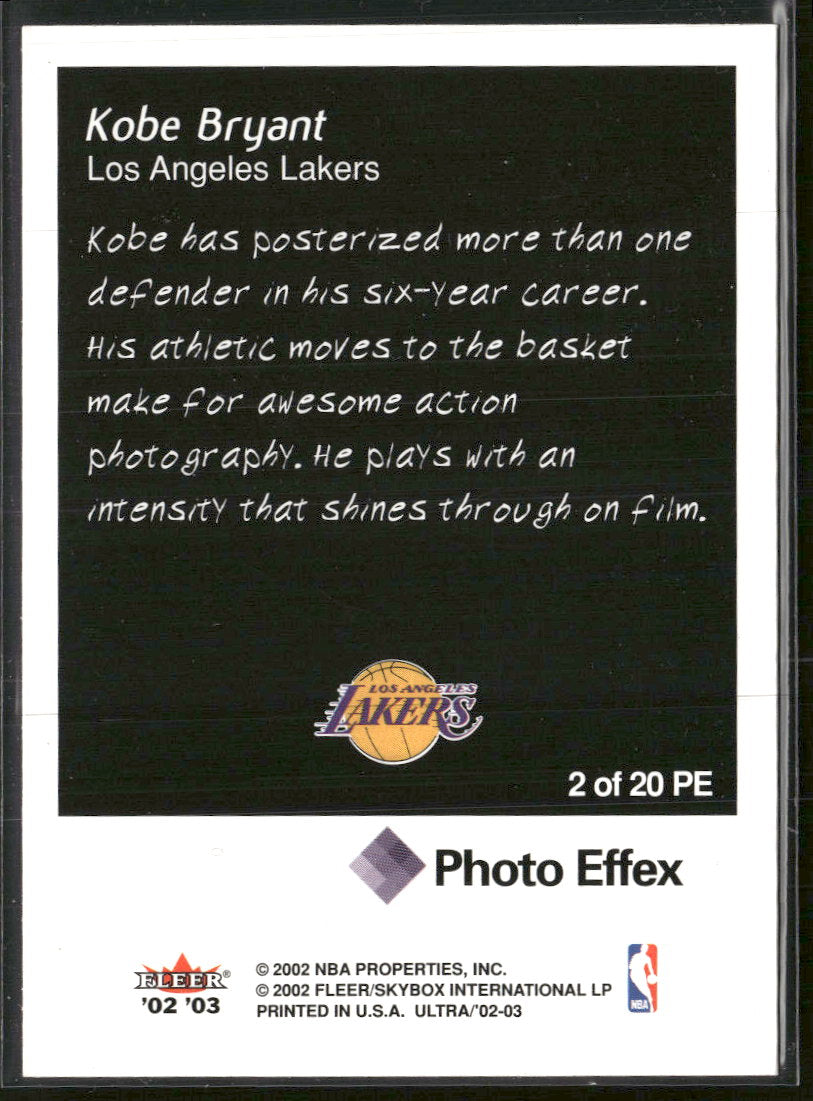 2002-03 Ultra Photo Effex Kobe Bryant #2 PE