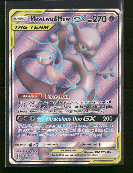 SM - Unified Minds Mewtwo & Mew GX (Full Art) #222/236