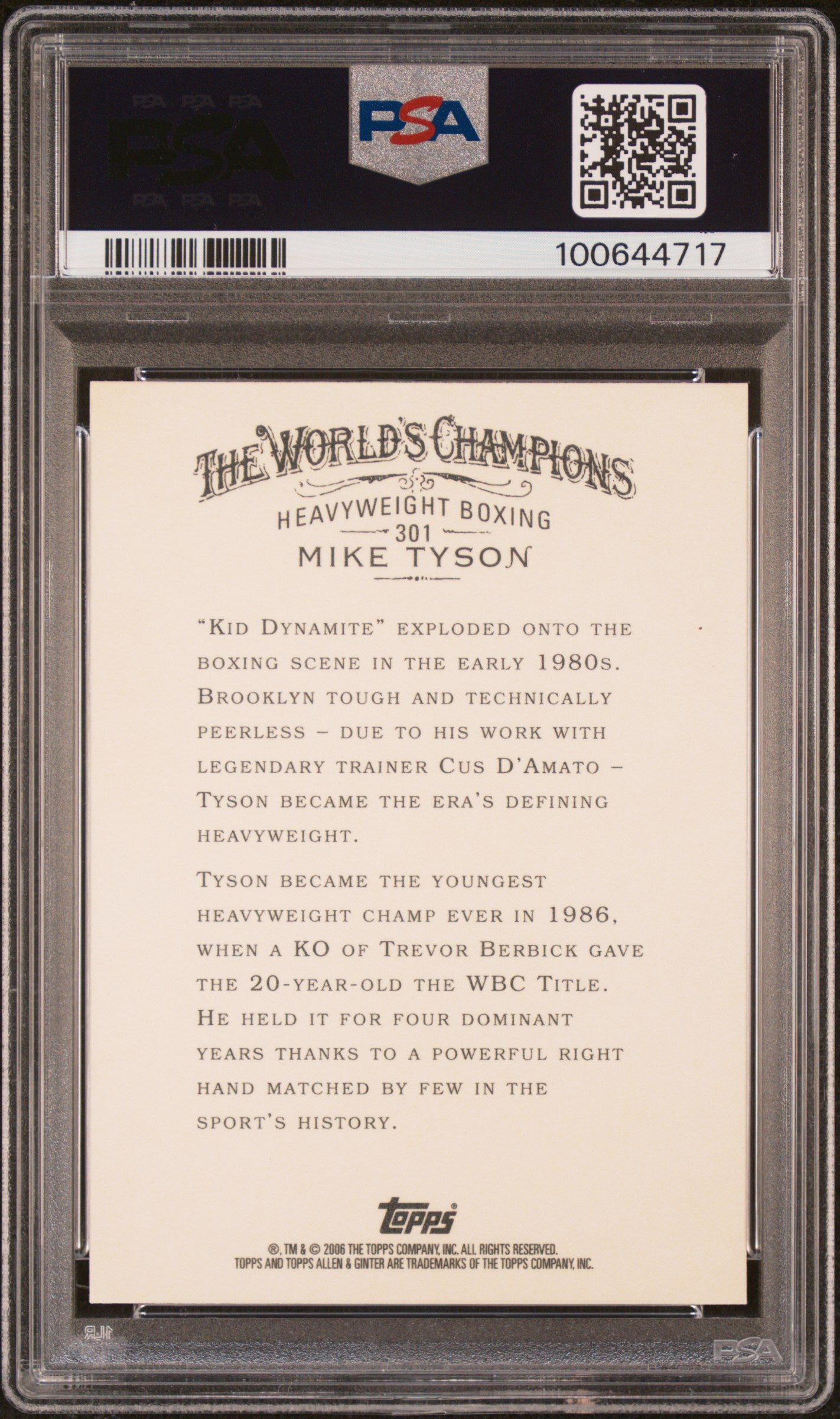 2006 Topps Allen & Ginter Allen & Ginter Mike Tyson 10 PSA #301