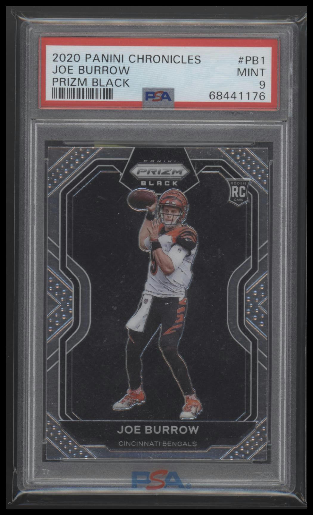 2020 Panini Chronicles Prizm Black Prizm Black Joe Burrow 9 PSA #PB1