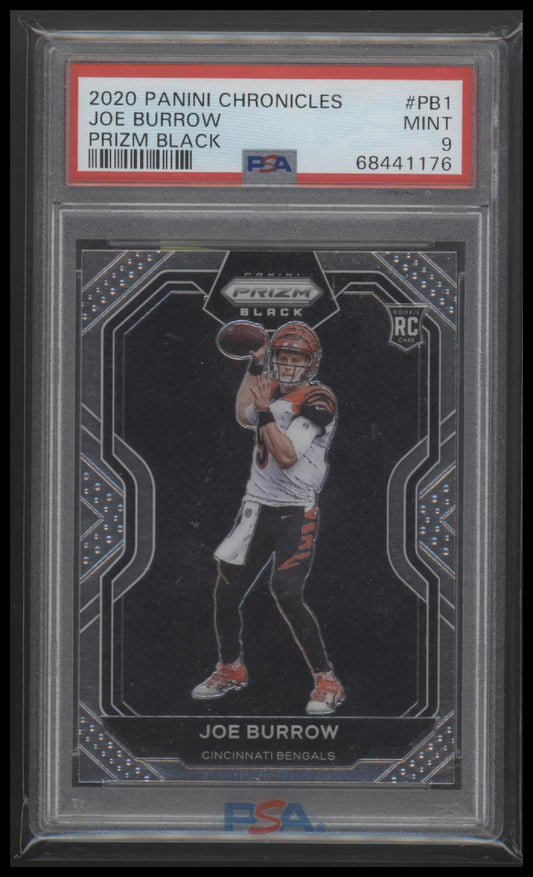 2020 Panini Chronicles Prizm Black Prizm Black Joe Burrow 9 PSA #PB1