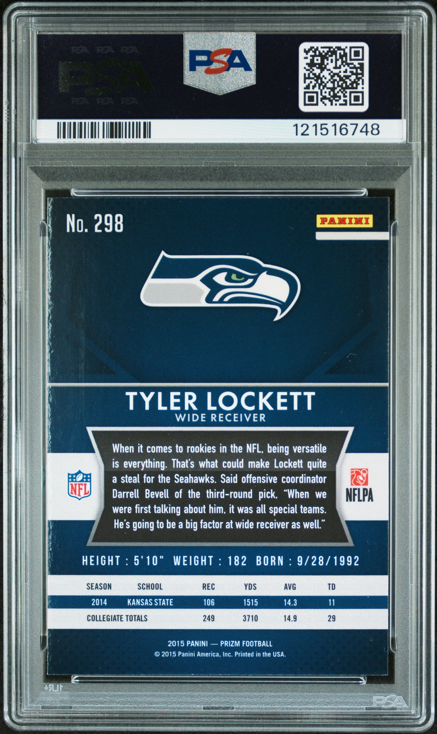 2015 Panini Prizm Tyler Lockett 10 PSA #298