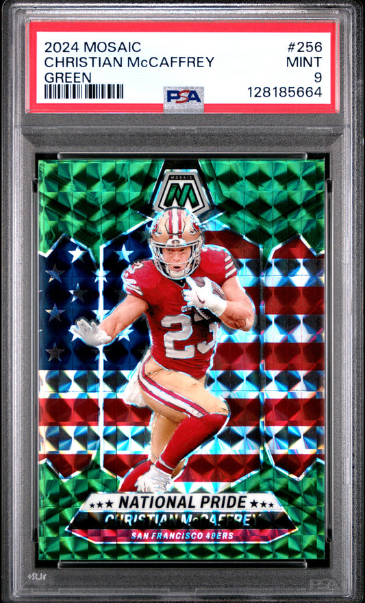 2024 Panini Mosaic Green Christian Mccaffrey 9 PSA #256