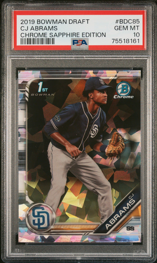 2019 Bowman Draft Chrome Sapphire Edition Cj Abrams 10 PSA #BDC85
