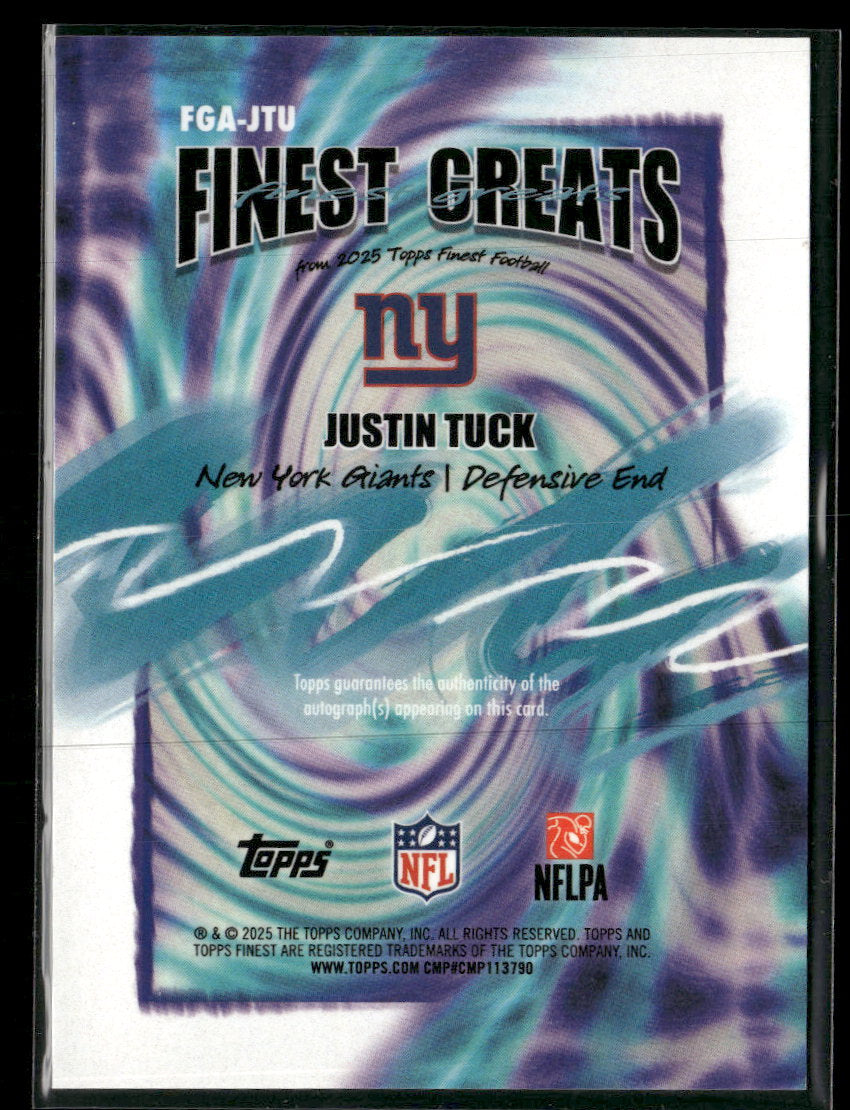 2025 Finest Finest Greats Autographs Justin Tuck Auto #FGA-JTU