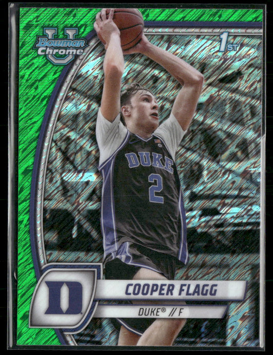 2024-25 Bowman University Chrome Green Shimmer Refractor Cooper Flagg #16