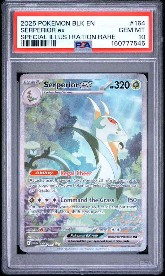 2025 Pokemon Black Bolt Special Illustration Rare Serperior Ex 10 PSA #164