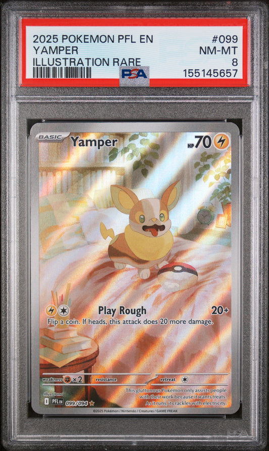 2025 Pokemon Pfl En-Phantasmal Flames Illustration Rare Yamper 8 PSA #099