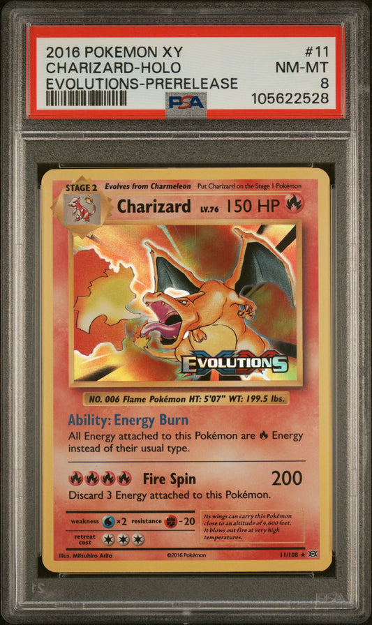 2016 Pokemon Xy Evolutions Evolutions-Prerelease Charizard-Holo 8 PSA #11