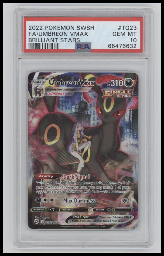 2022 Pokemon Sword & Shield Brilliant Stars Fa/Umbreon Vmax 10 PSA #TG23