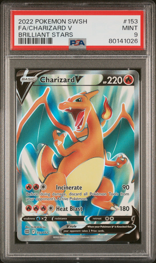 2022 Pokemon Sword & Shield Brilliant Stars Fa/Charizard V 9 PSA #153
