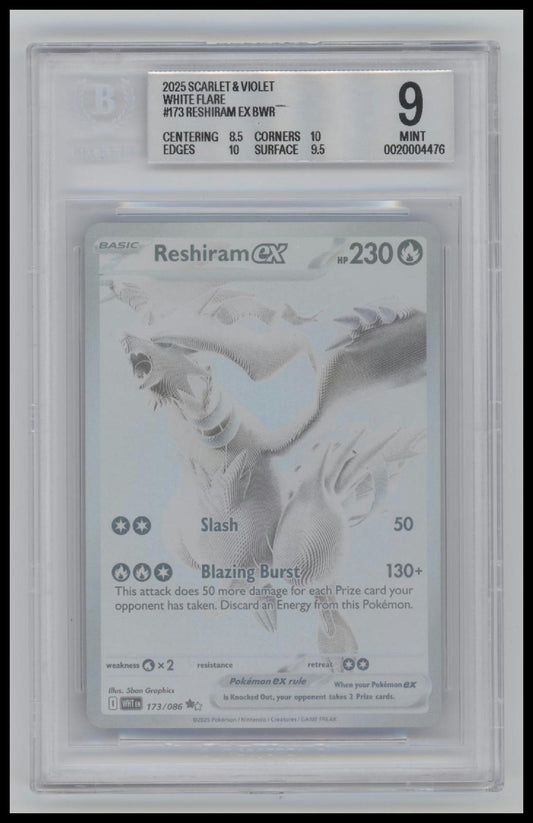 2025 Pokemon Scarlet & Violet White Flare Reshiram ex BWR 9.0 BGS #173