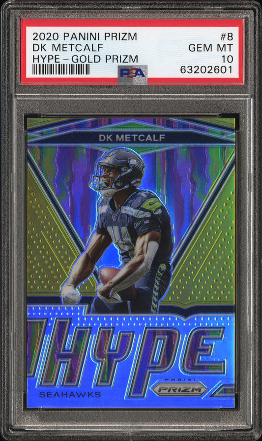 2020 Panini Prizm Hype Hype-Gold Prizm Dk Metcalf 10 PSA #8