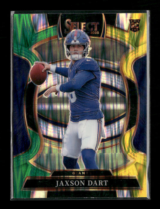 2025 Panini Select Green and Yellow Prizm Shock Jaxson Dart Rookie #93
