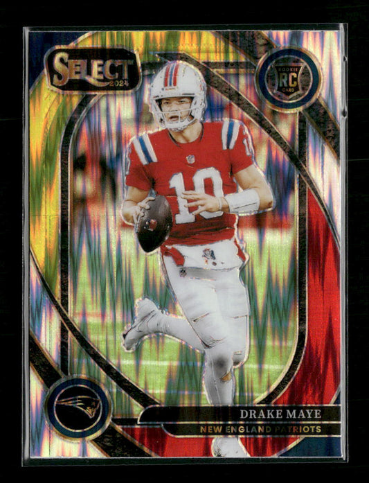 2024 Panini Select Red & Yellow Prizm Shock Drake Maye Rookie #218