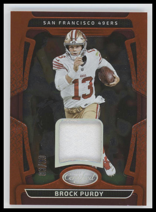 2025 Panini Certified Materials Mirror Orange Etch Brock Purdy #/30 #MME-BPY