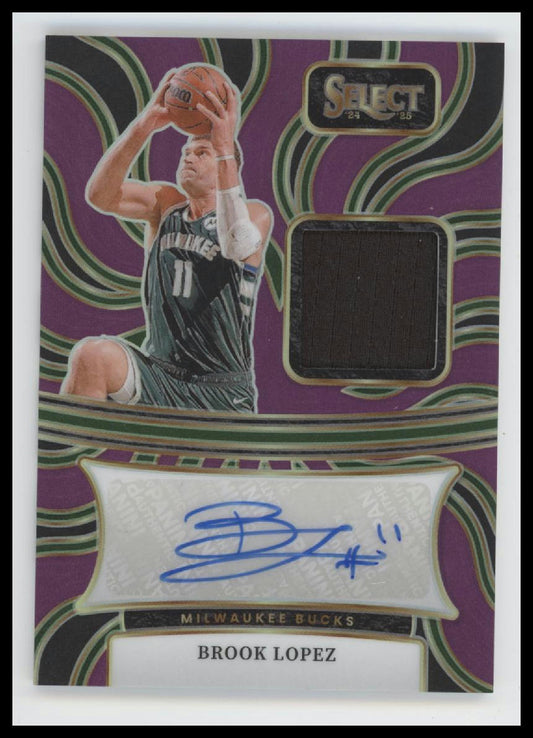 2023-24 Panini Select Memorabilia Purple Prizms Brook Lopez #/99 Auto #AM-LPZ