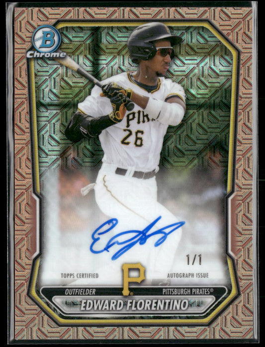 2026 B. Chrome Auto Rose Gold Mojo Refractors # 1/1 Edward Florentino #BMA-EF