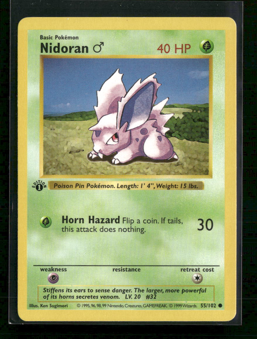 Base Set (Shadowless) Nidoran M 1st Edition #055/102