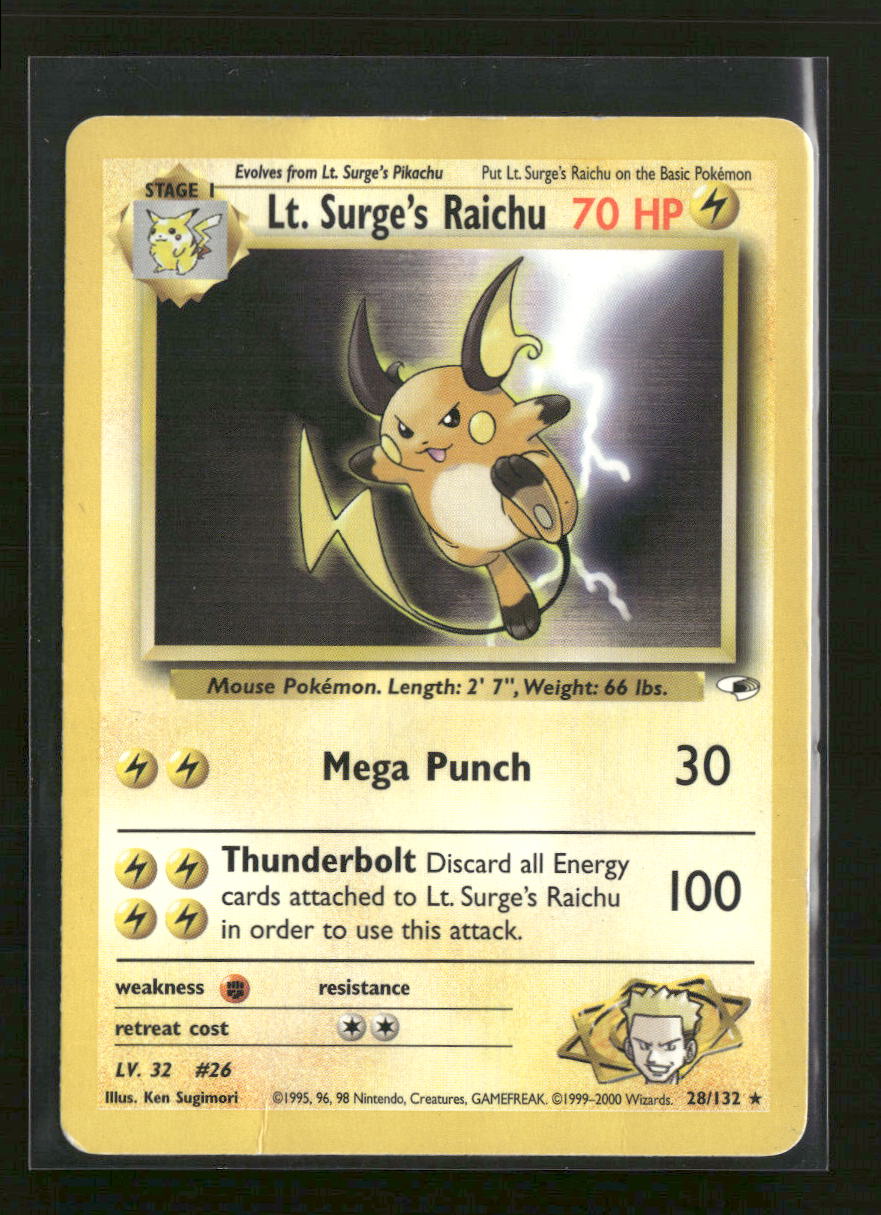 Gym Heroes Lt. Surge's Raichu Unlimited #028/132 *Damaged*
