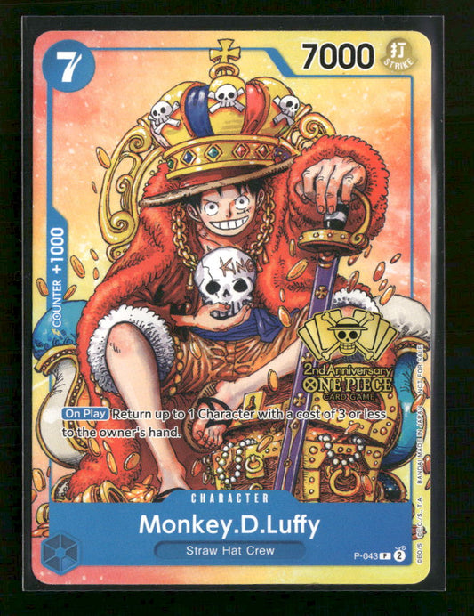 One Piece Promotion Cards Monkey.D.Luffy (2nd Anniversary Stamped Promo) #P-043
