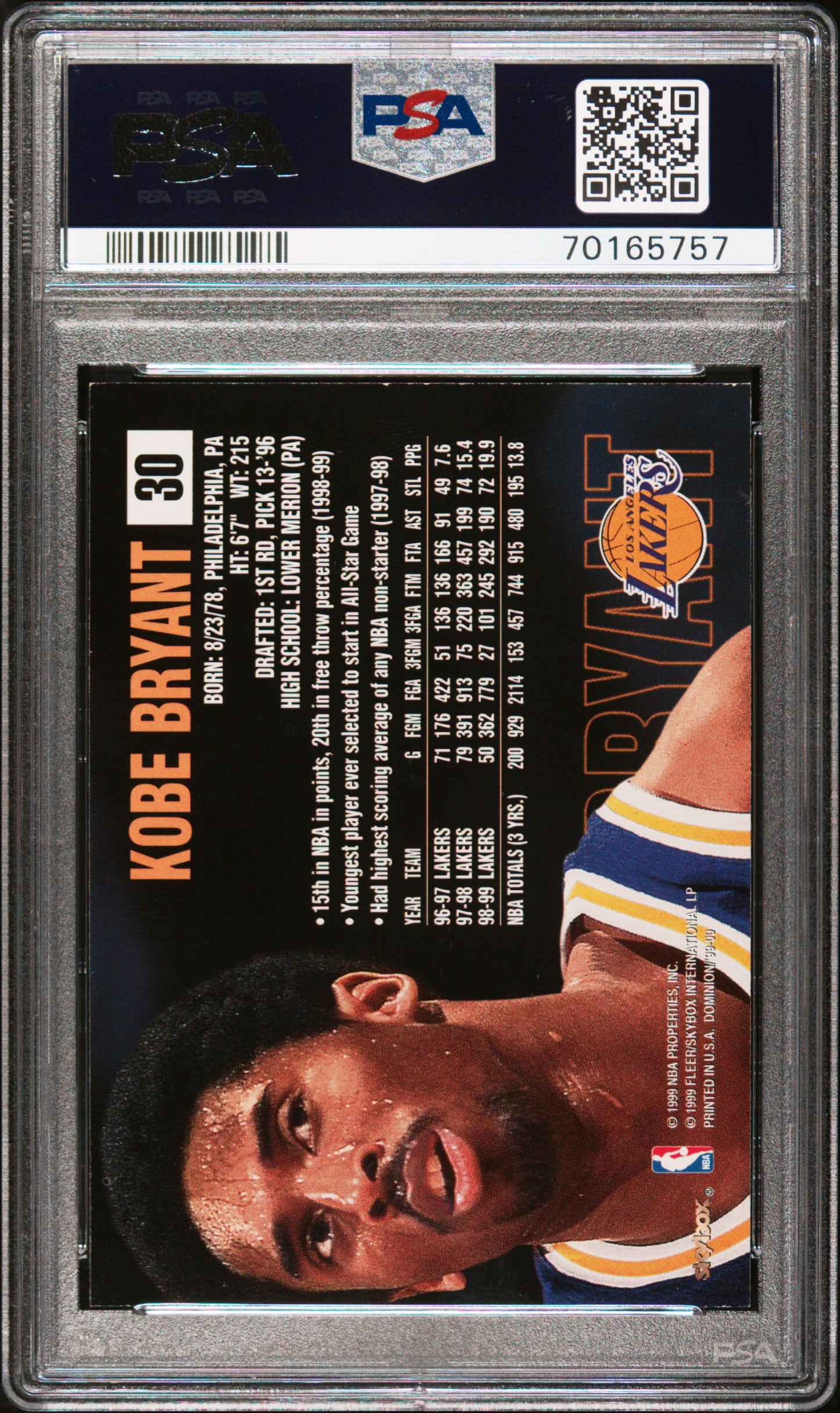 1999 Skybox Dominion Kobe Bryant 8 PSA #30
