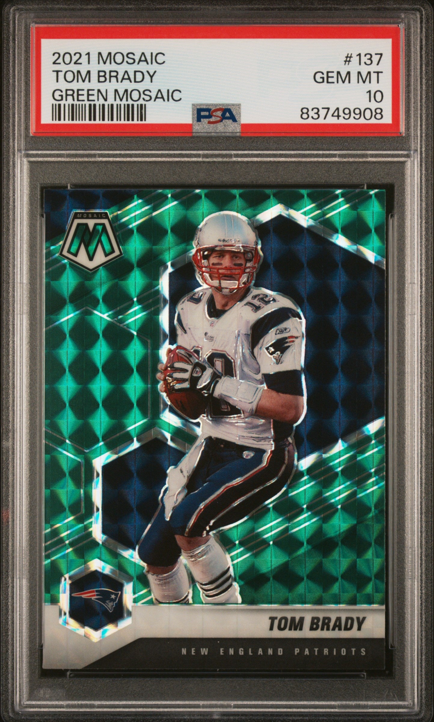 2021 Panini Mosaic Green Mosaic Tom Brady 10 PSA #137