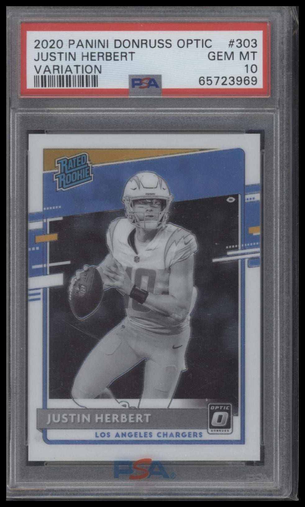 2020 Panini Donruss Optic Variation Justin Herbert 10 PSA #303